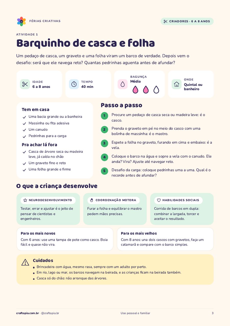 Página 2 de amostra de Férias criativas para criadores